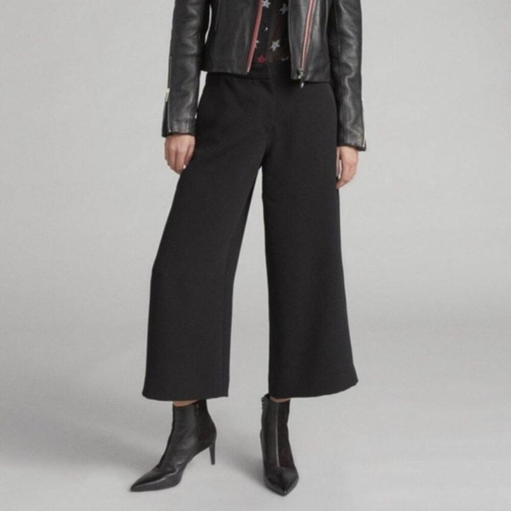 Rag & Bone Marci high rise wide leg crop culotte pants trouser crepe black 4